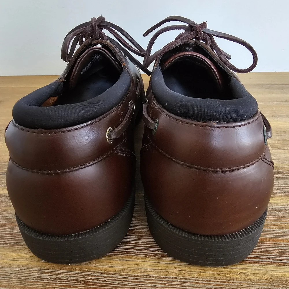 NWOT EARTH SHOE Grayson Mens Brown Leather Slip On Boat Shoes